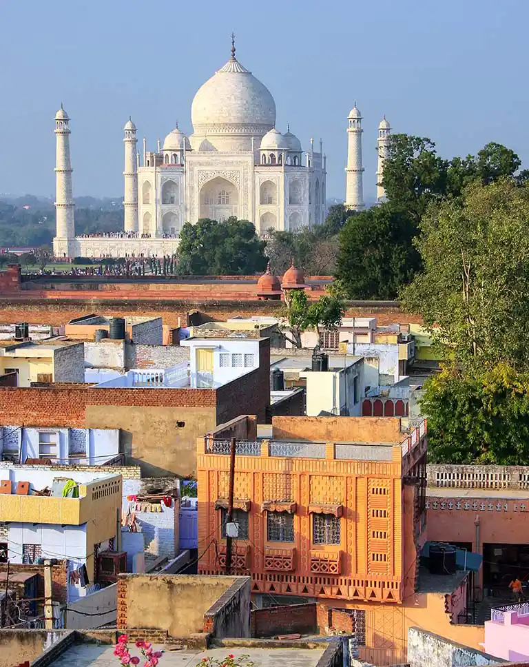 Traveler enjoying European city view